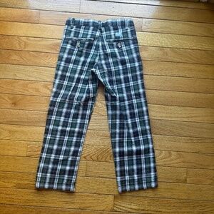 J. Bailey Boys Flannel Plaid Pants Size 5 Green Navy Tartan 100% Cotton